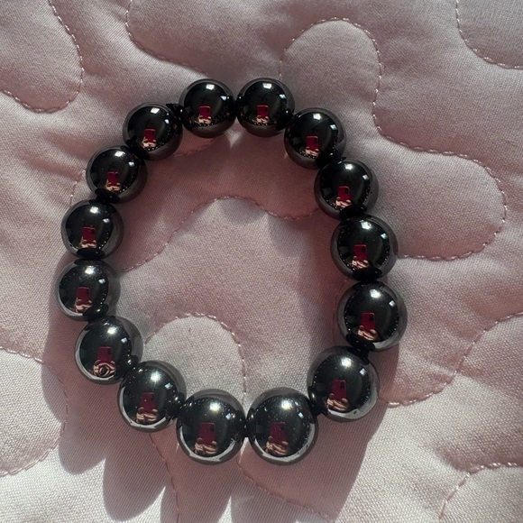 Hematite Size Extra Small Stretch Crystal Bead Bracelet - Picture 1 of 4